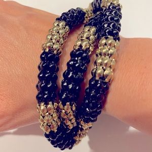 J. Crew Black/Gold Interlacing Bracelet